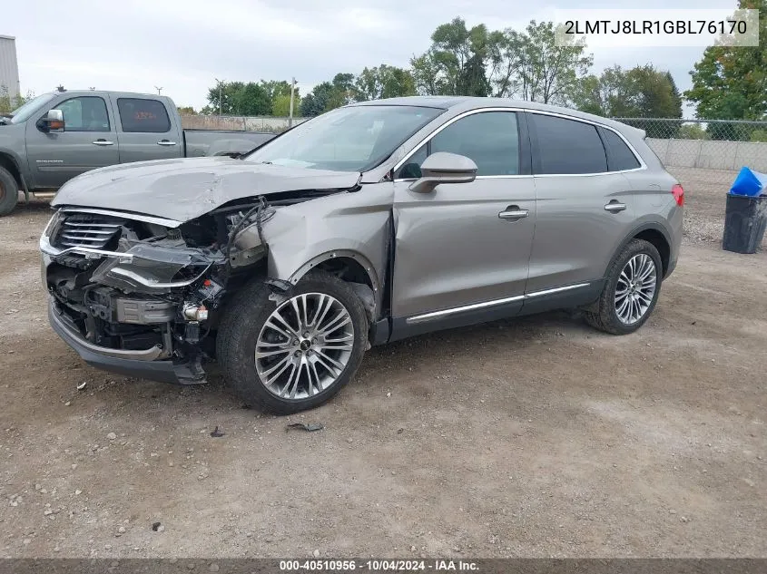 2LMTJ8LR1GBL76170 2016 Lincoln Mkx Reserve