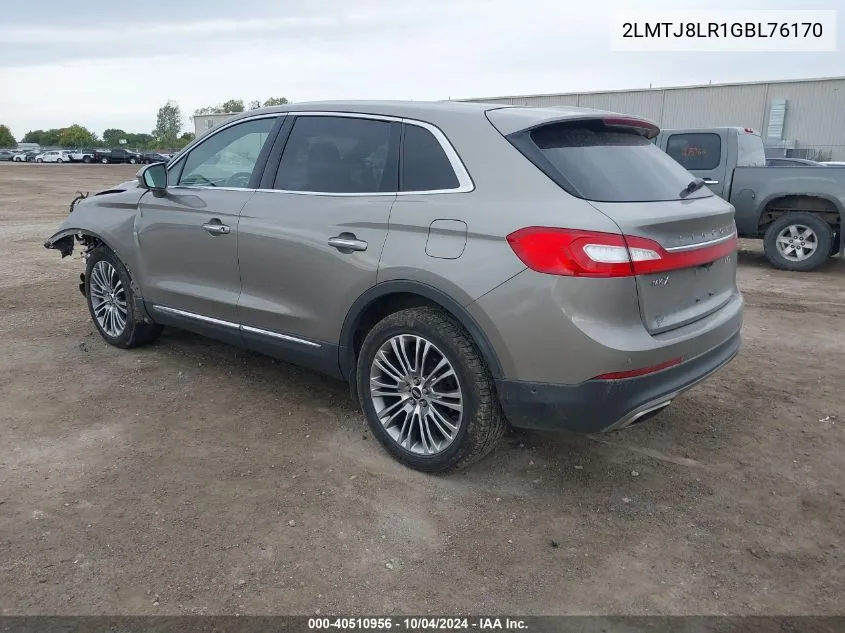 2016 Lincoln Mkx Reserve VIN: 2LMTJ8LR1GBL76170 Lot: 40510956