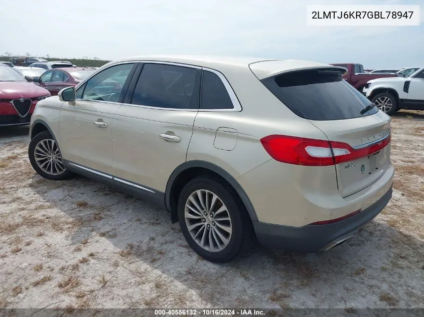 2016 Lincoln Mkx Select VIN: 2LMTJ6KR7GBL78947 Lot: 40556132