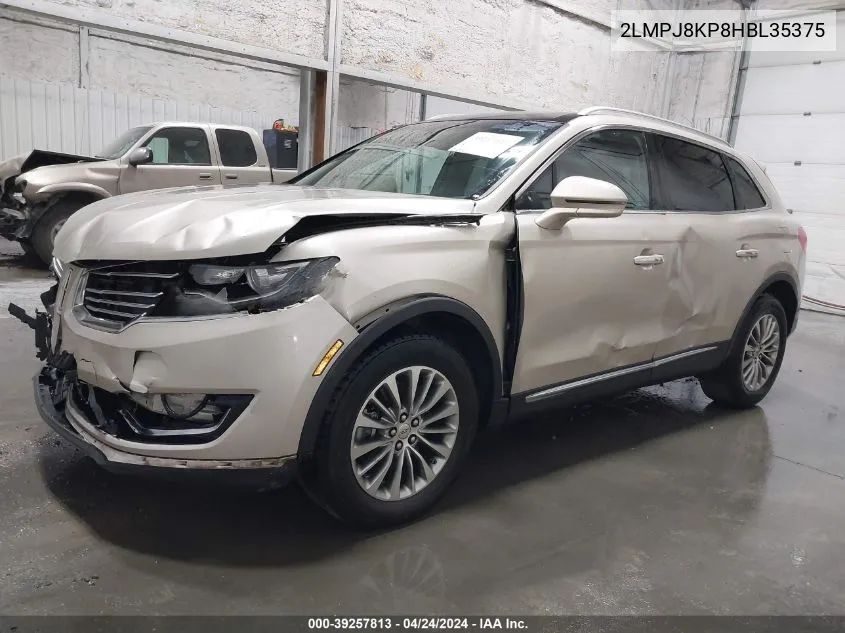 2017 Lincoln Mkx Select VIN: 2LMPJ8KP8HBL35375 Lot: 39257813