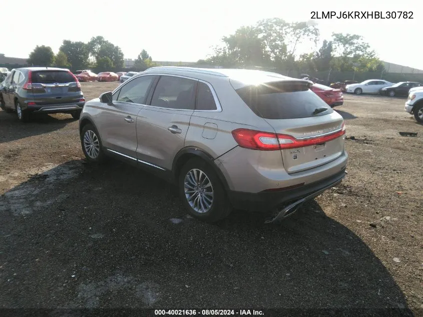 2017 Lincoln Mkx Select VIN: 2LMPJ6KRXHBL30782 Lot: 40021636