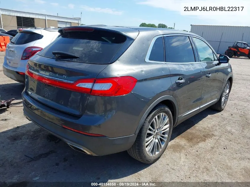 2LMPJ6LR0HBL22317 2017 Lincoln Mkx Reserve