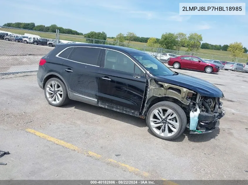 2017 Lincoln Mkx Reserve VIN: 2LMPJ8LP7HBL18985 Lot: 40182886