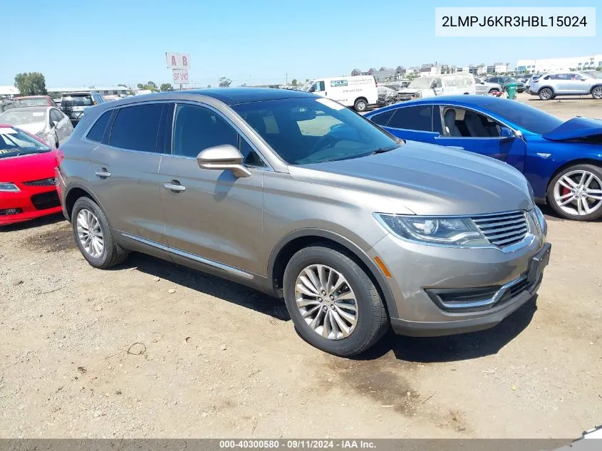 2LMPJ6KR3HBL15024 2017 Lincoln Mkx Select