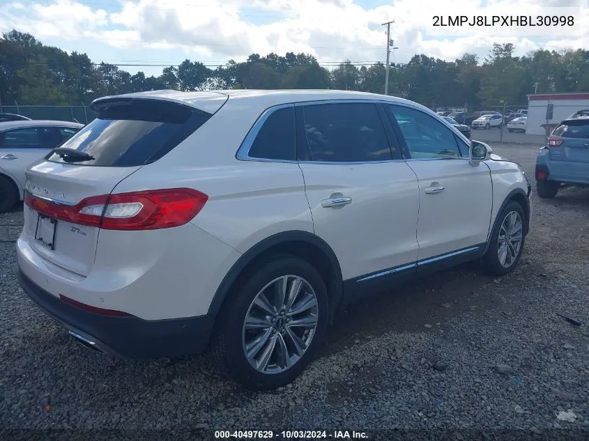 2017 Lincoln Mkx Reserve VIN: 2LMPJ8LPXHBL30998 Lot: 40497629