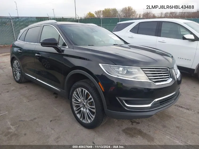 2017 Lincoln Mkx Reserve VIN: 2LMPJ8LR6HBL43488 Lot: 40837649