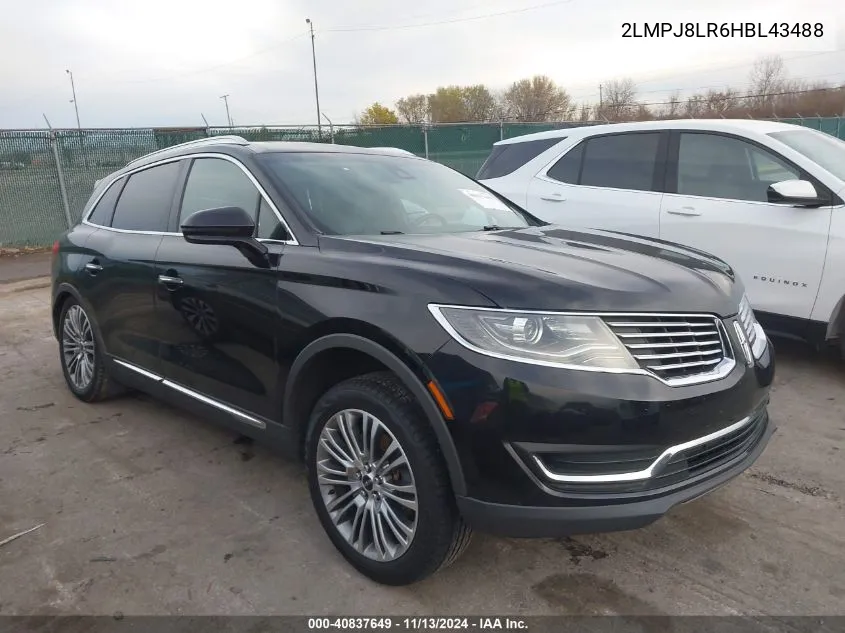 2017 Lincoln Mkx Reserve VIN: 2LMPJ8LR6HBL43488 Lot: 40837649