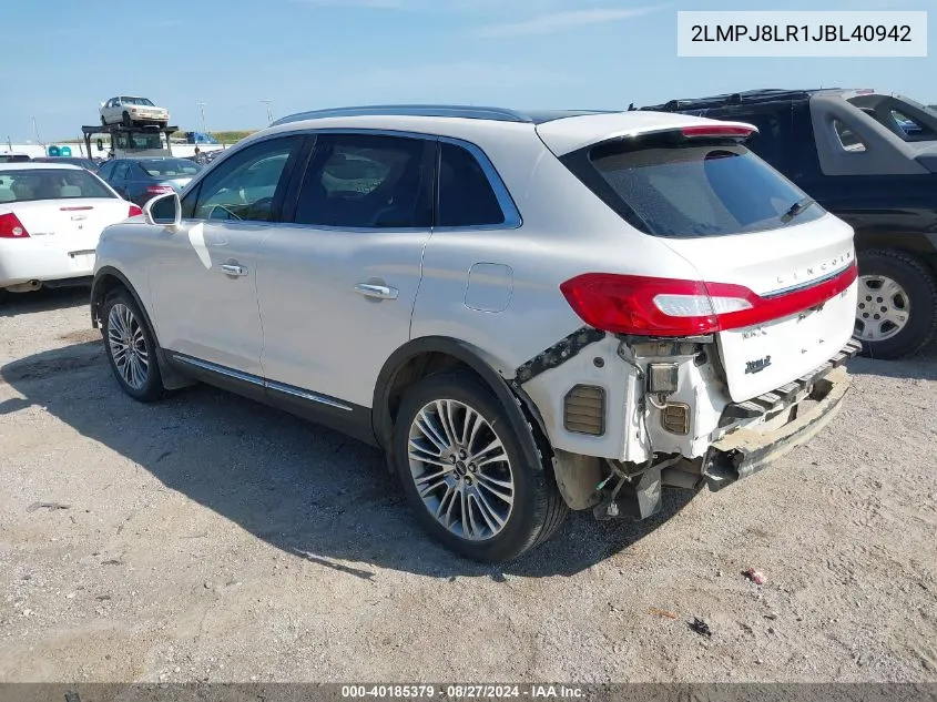 2018 Lincoln Mkx Reserve VIN: 2LMPJ8LR1JBL40942 Lot: 40185379