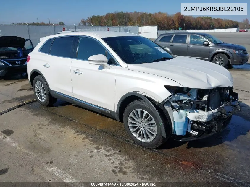 2018 Lincoln Mkx Select VIN: 2LMPJ6KR8JBL22105 Lot: 40741449