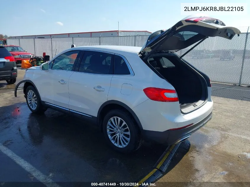 2018 Lincoln Mkx Select VIN: 2LMPJ6KR8JBL22105 Lot: 40741449