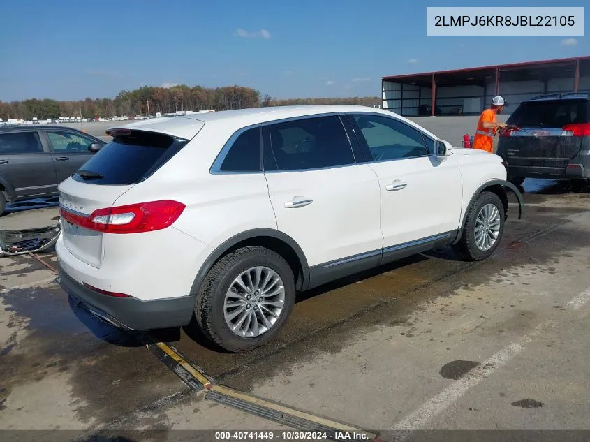 2018 Lincoln Mkx Select VIN: 2LMPJ6KR8JBL22105 Lot: 40741449