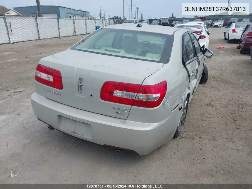 2007 Lincoln Mkz VIN: 3LNHM28T37R637813 Lot: 12070731