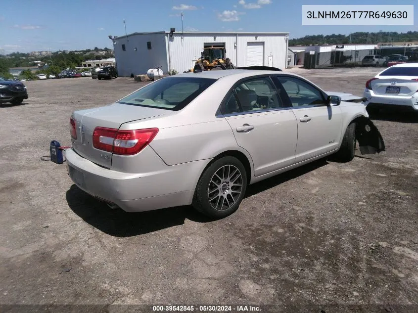 2007 Lincoln Mkz VIN: 3LNHM26T77R649630 Lot: 39542845