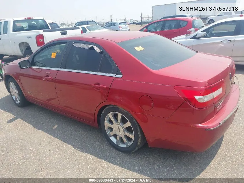 2007 Lincoln Mkz VIN: 3LNHM26T37R657918 Lot: 39680443