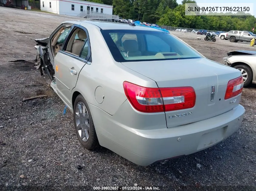 2007 Lincoln Mkz VIN: 3LNHM26T17R622150 Lot: 39932657