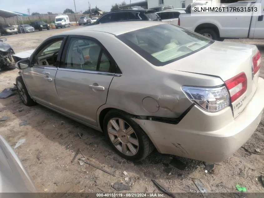 2007 Lincoln Mkz VIN: 3LNHM26T17R631513 Lot: 40153119