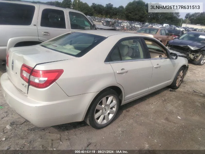 2007 Lincoln Mkz VIN: 3LNHM26T17R631513 Lot: 40153119