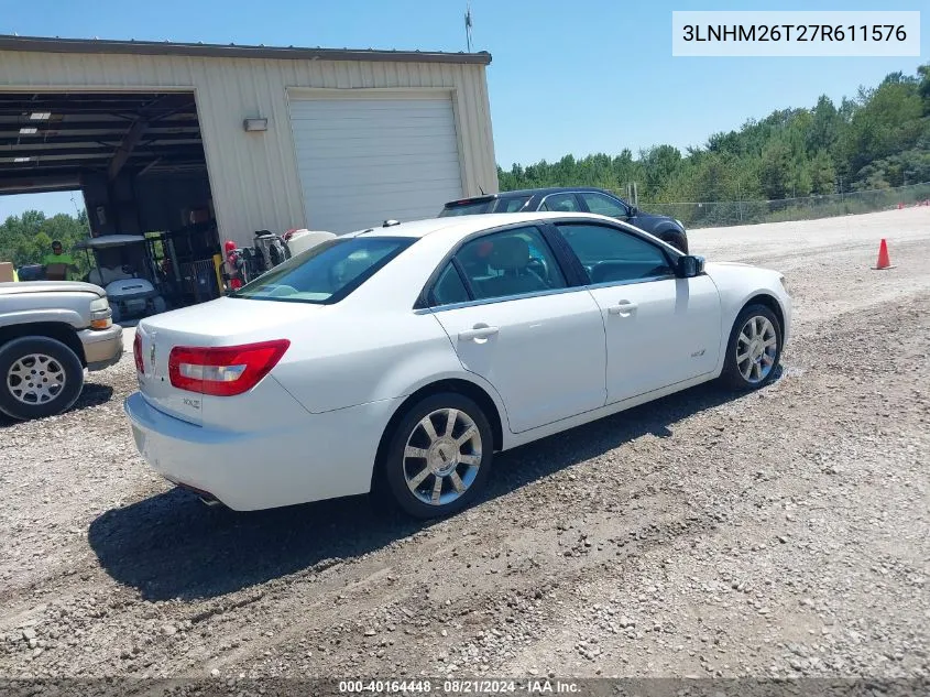 2007 Lincoln Mkz VIN: 3LNHM26T27R611576 Lot: 40164448