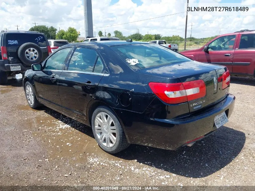 2007 Lincoln Mkz VIN: 3LNHM28T27R618489 Lot: 40201049