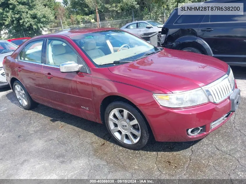 2007 Lincoln Mkz VIN: 3LNHM28T87R638200 Lot: 40366038