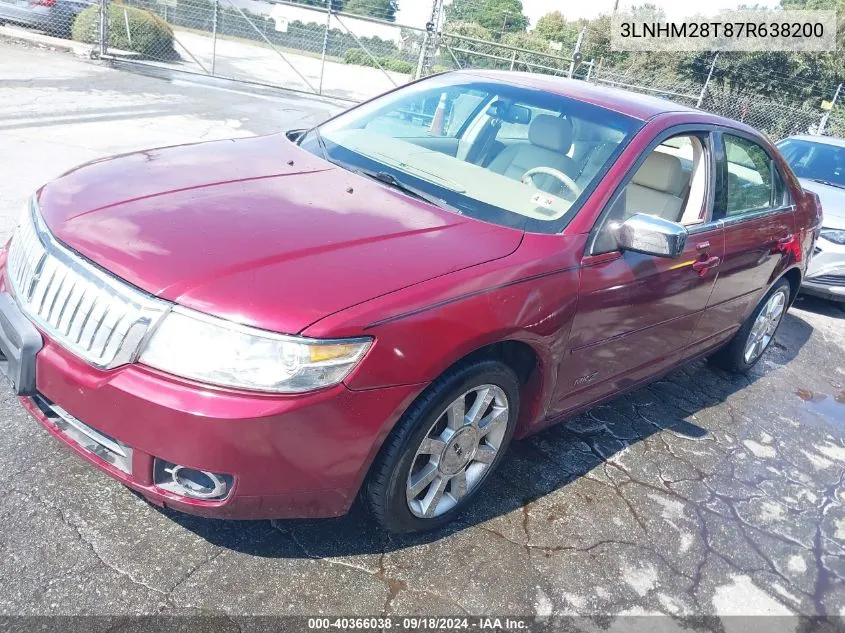 2007 Lincoln Mkz VIN: 3LNHM28T87R638200 Lot: 40366038