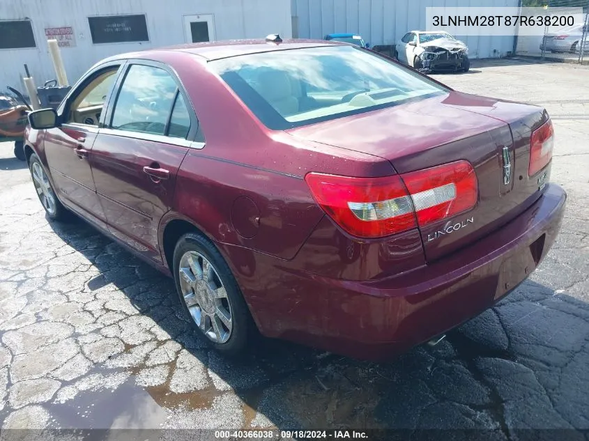 2007 Lincoln Mkz VIN: 3LNHM28T87R638200 Lot: 40366038