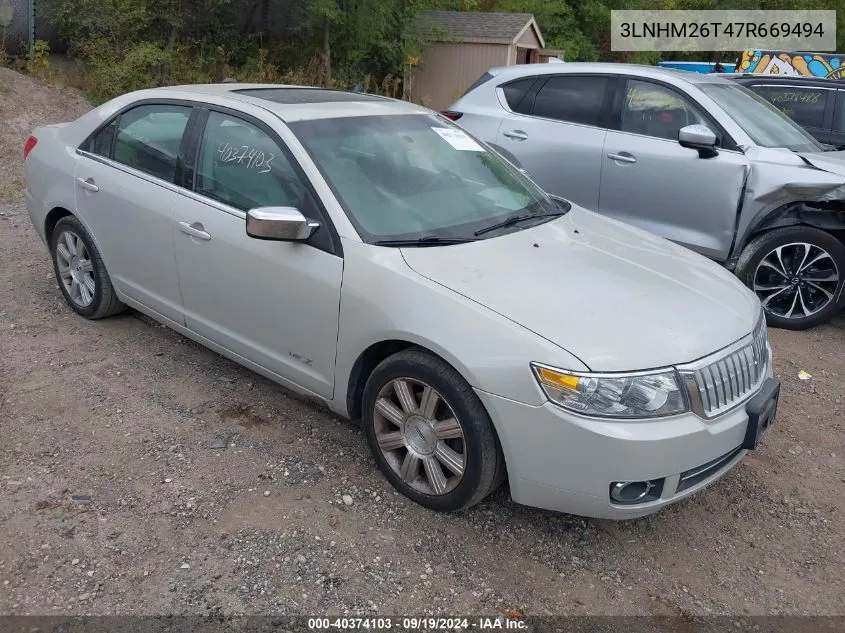 2007 Lincoln Mkz VIN: 3LNHM26T47R669494 Lot: 40374103