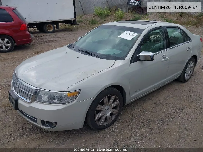 2007 Lincoln Mkz VIN: 3LNHM26T47R669494 Lot: 40374103