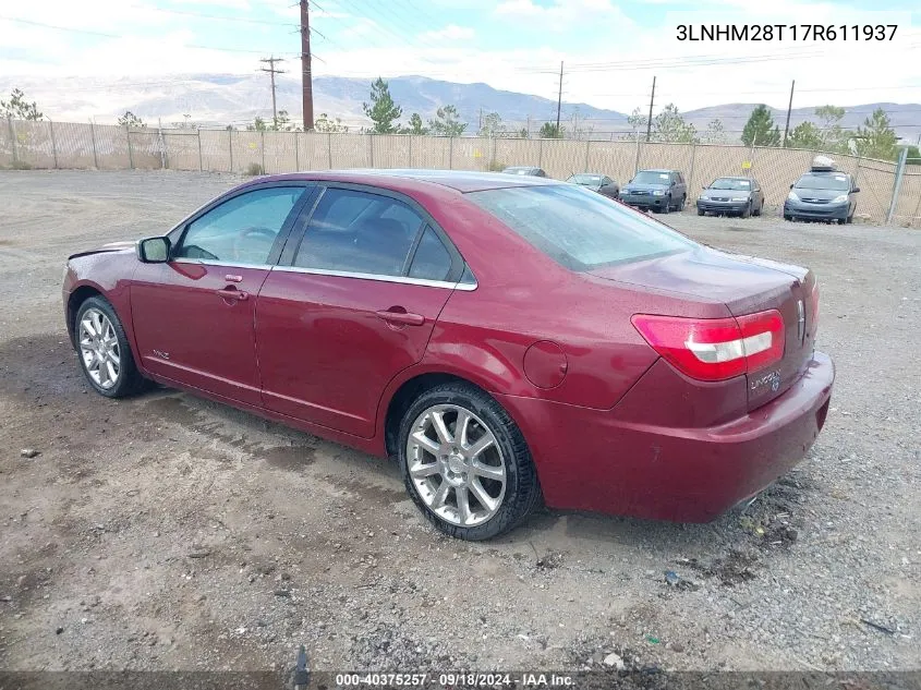 2007 Lincoln Mkz VIN: 3LNHM28T17R611937 Lot: 40375257