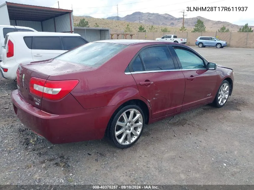 2007 Lincoln Mkz VIN: 3LNHM28T17R611937 Lot: 40375257