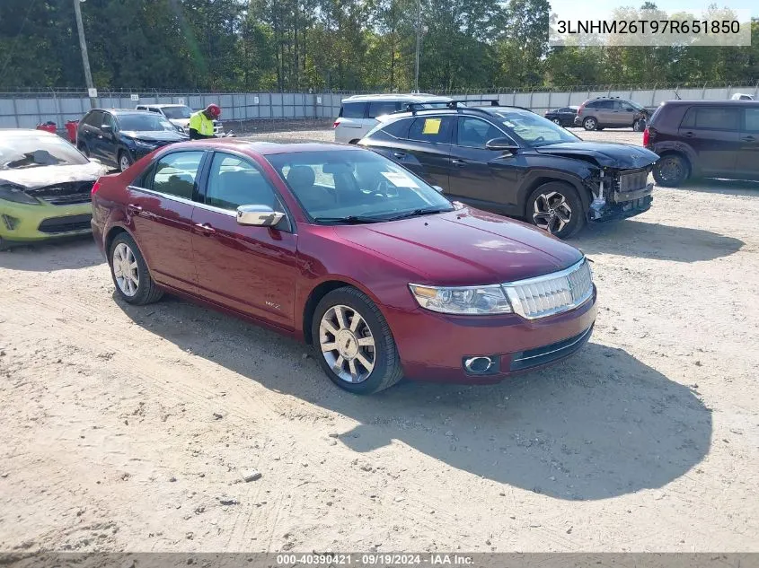 2007 Lincoln Mkz VIN: 3LNHM26T97R651850 Lot: 40390421