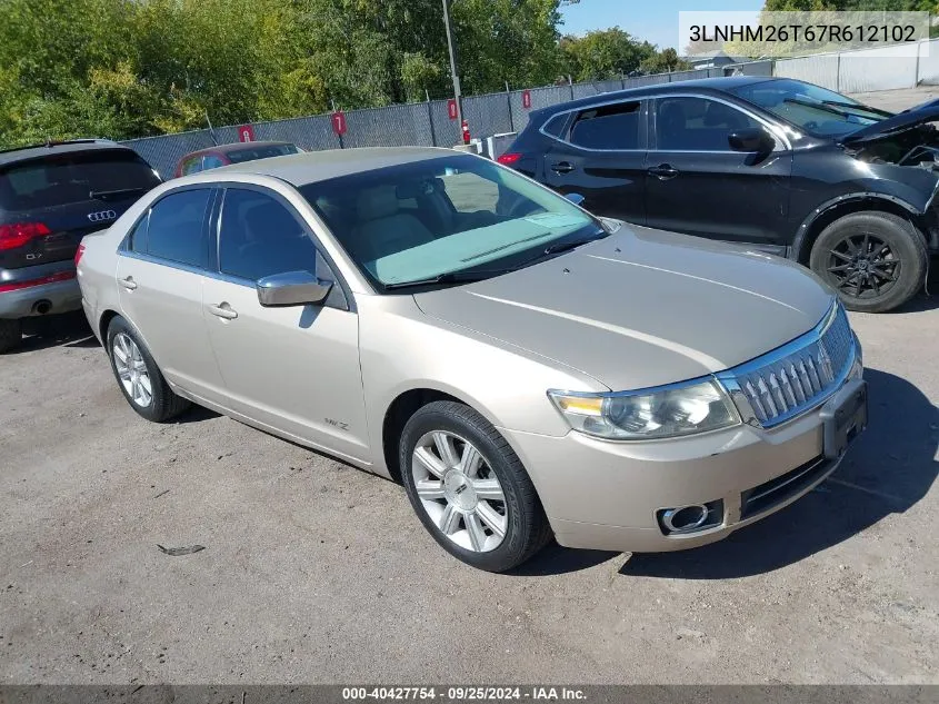 2007 Lincoln Mkz VIN: 3LNHM26T67R612102 Lot: 40427754