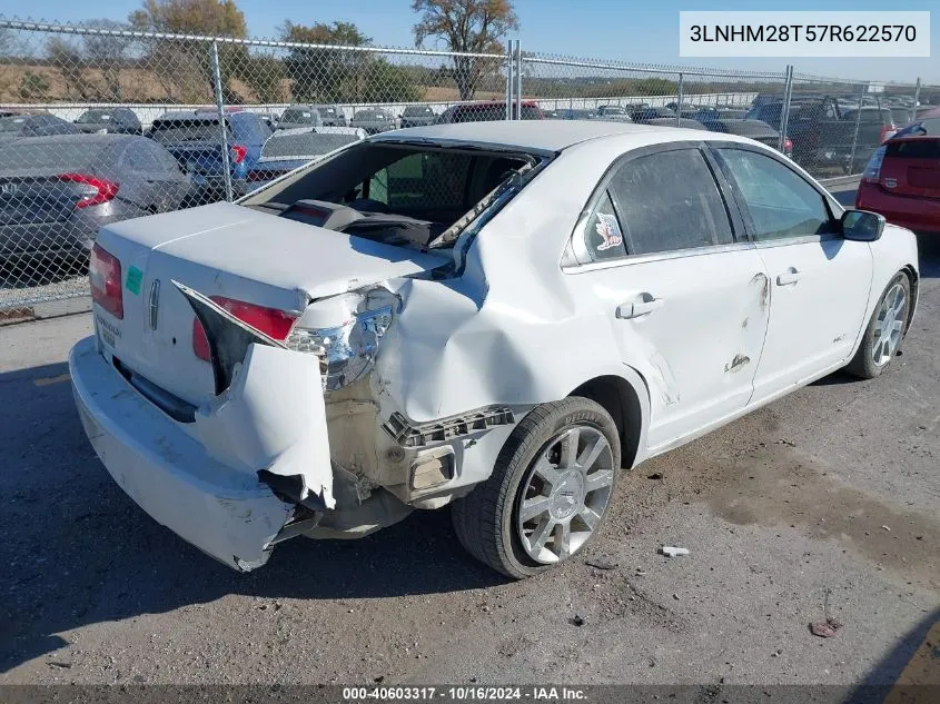 2007 Lincoln Mkz VIN: 3LNHM28T57R622570 Lot: 40603317