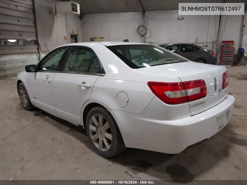 2007 Lincoln Mkz VIN: 3LNHM26T07R612497 Lot: 40605581