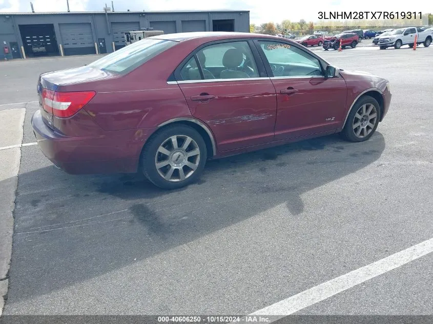 2007 Lincoln Mkz VIN: 3LNHM28TX7R619311 Lot: 40606250