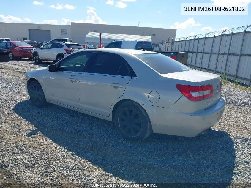 2008 Lincoln Mkz VIN: 3LNHM26T08R621802 Lot: 39357535