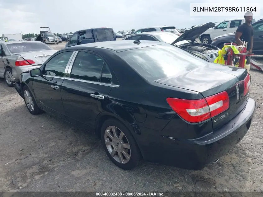 2008 Lincoln Mkz VIN: 3LNHM28T98R611864 Lot: 40032488