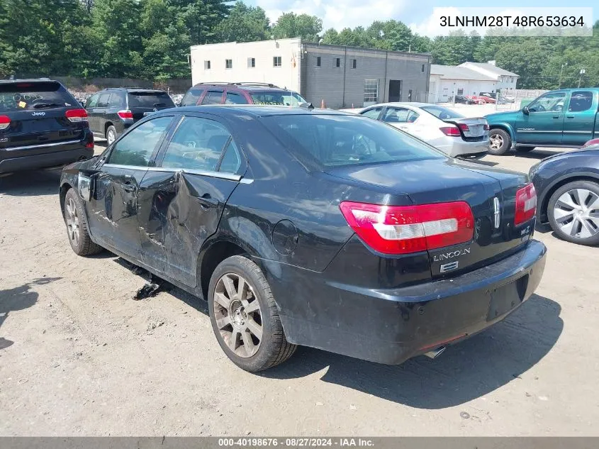 2008 Lincoln Mkz VIN: 3LNHM28T48R653634 Lot: 40198676