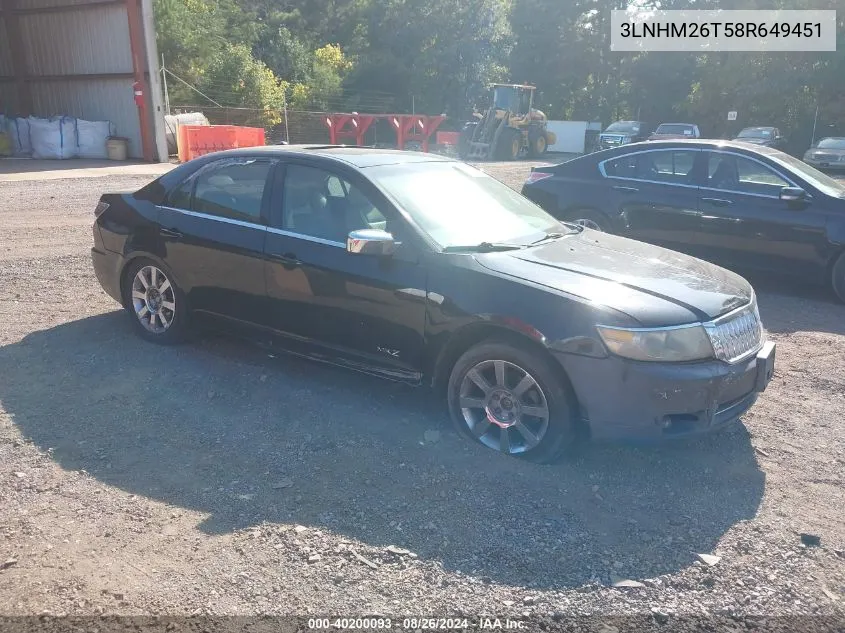 2008 Lincoln Mkz VIN: 3LNHM26T58R649451 Lot: 40200093