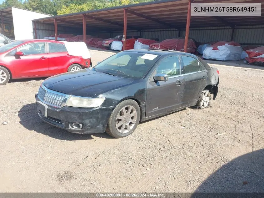 2008 Lincoln Mkz VIN: 3LNHM26T58R649451 Lot: 40200093