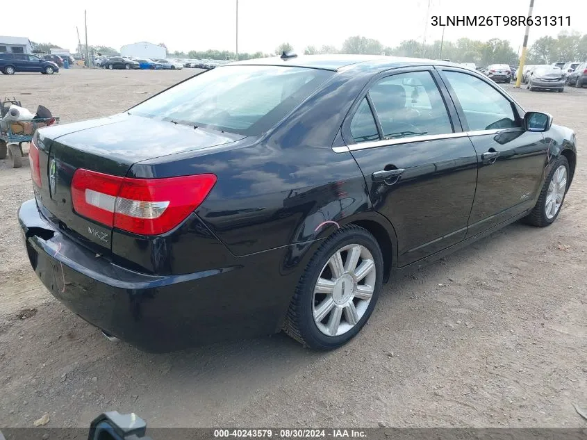 2008 Lincoln Mkz VIN: 3LNHM26T98R631311 Lot: 40243579