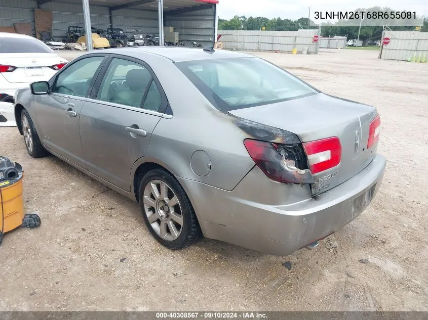 2008 Lincoln Mkz VIN: 3LNHM26T68R655081 Lot: 40308567