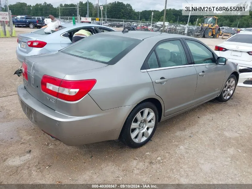 2008 Lincoln Mkz VIN: 3LNHM26T68R655081 Lot: 40308567