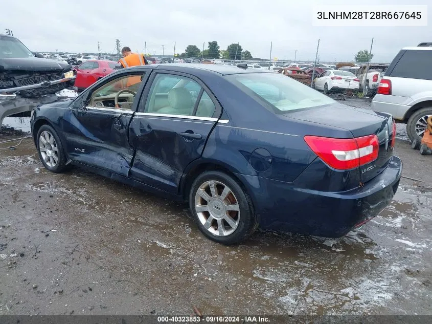 2008 Lincoln Mkz VIN: 3LNHM28T28R667645 Lot: 40323853