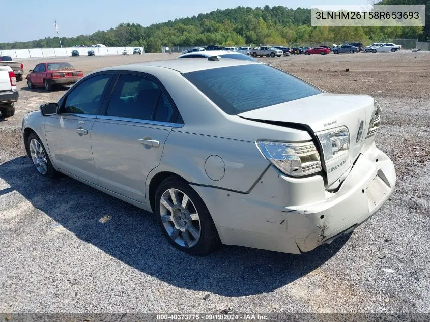 2008 Lincoln Mkz VIN: 3LNHM26T58R653693 Lot: 40373775