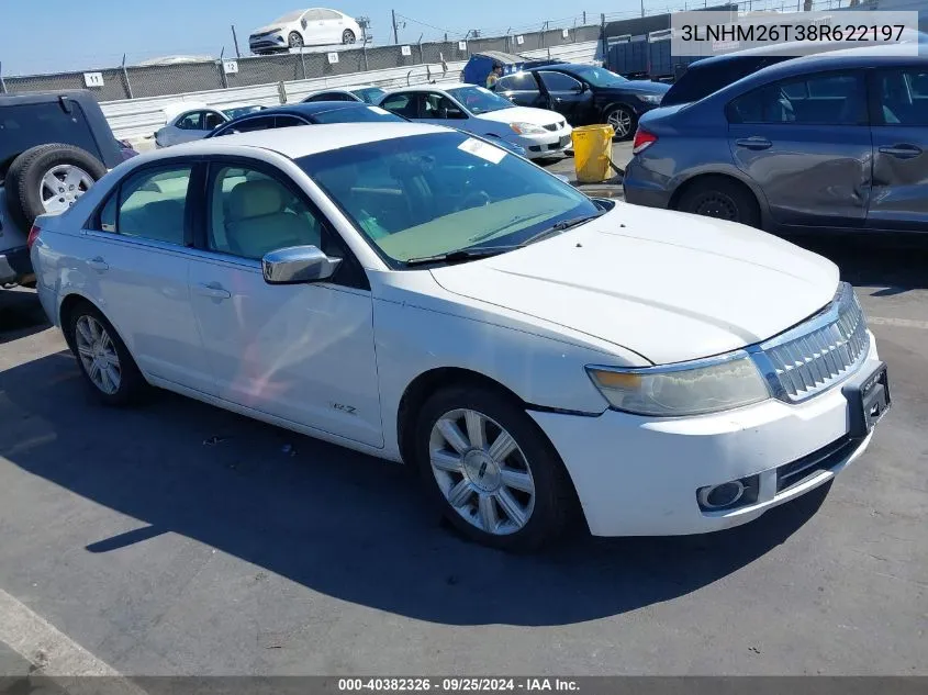 2008 Lincoln Mkz VIN: 3LNHM26T38R622197 Lot: 40382326