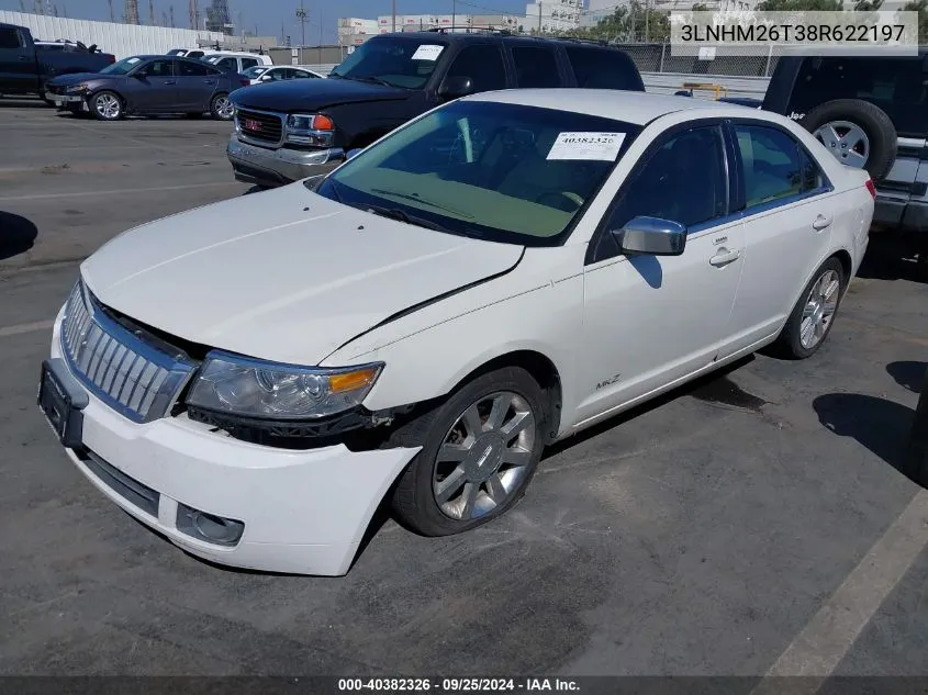 2008 Lincoln Mkz VIN: 3LNHM26T38R622197 Lot: 40382326