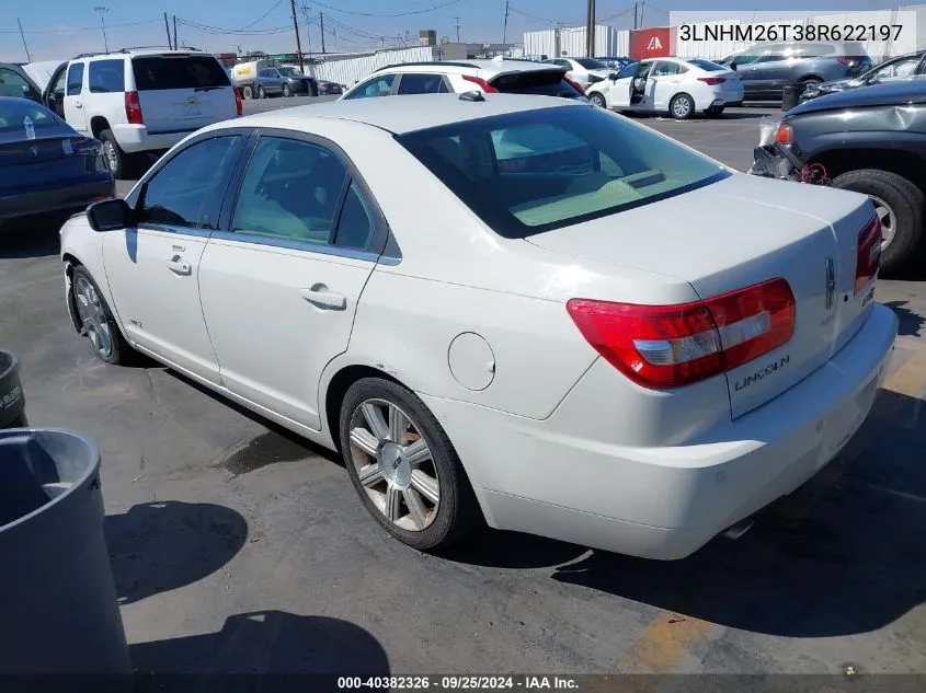 2008 Lincoln Mkz VIN: 3LNHM26T38R622197 Lot: 40382326