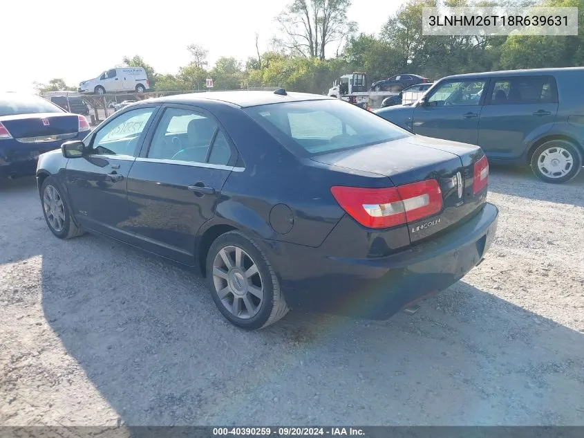 2008 Lincoln Mkz VIN: 3LNHM26T18R639631 Lot: 40390259