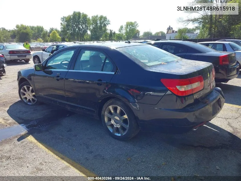 2008 Lincoln Mkz VIN: 3LNHM28T48R615918 Lot: 40430266